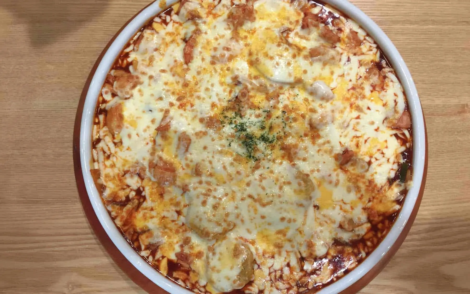 Jjimdak scharf mit Käse überbacken